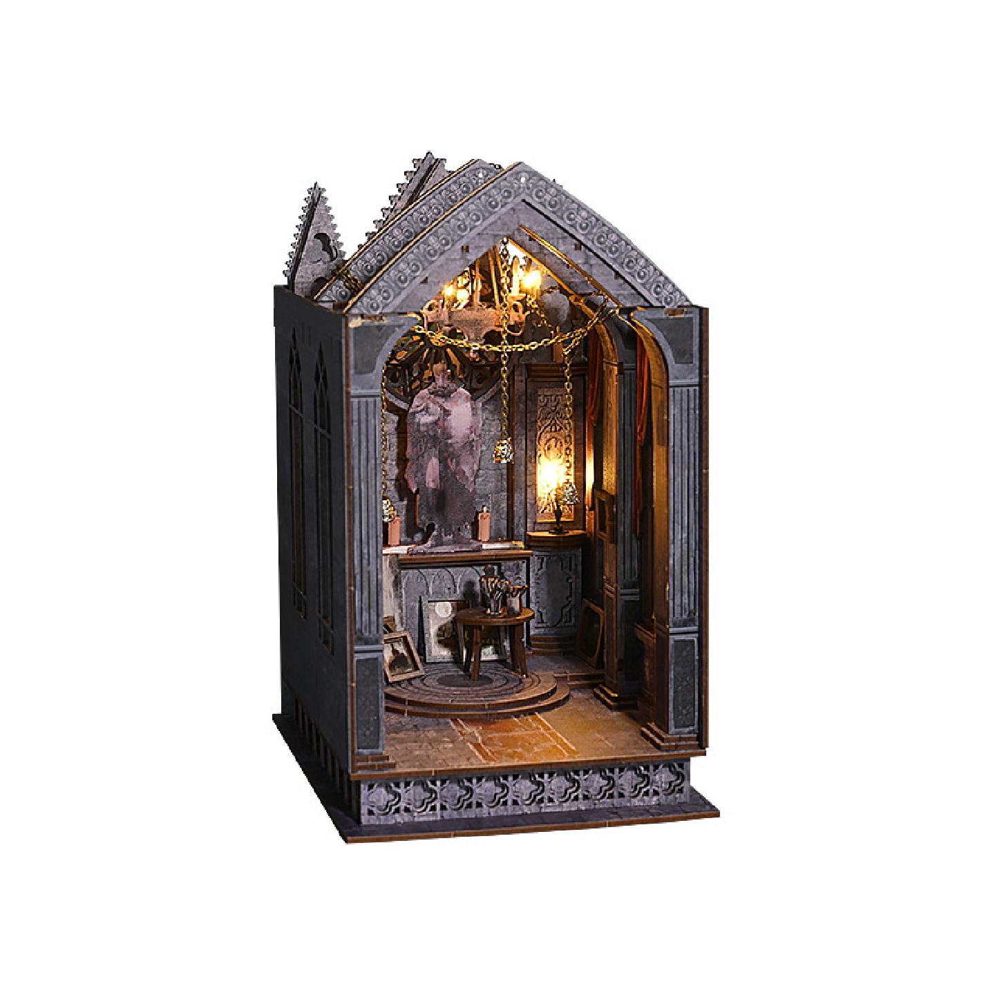手工diy小屋沉静夜祈书立3D立体拼装模型摆件创意新奇万圣节礼物