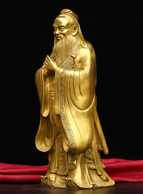 纯铜孔子孔夫子摆件铜像铜雕家居书房装饰礼品