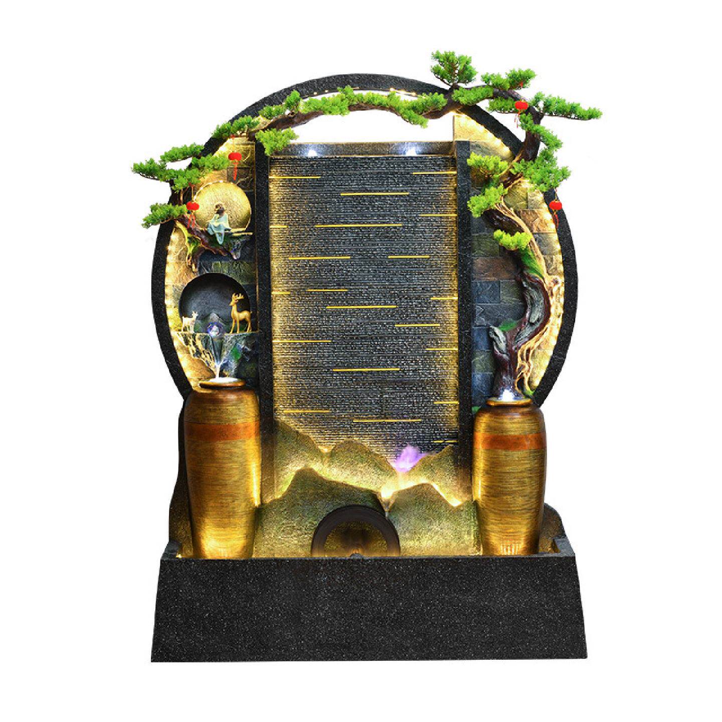 现代简约水幕墙屏风假山喷泉流水摆件酒店别墅室内庭院鱼池装饰品