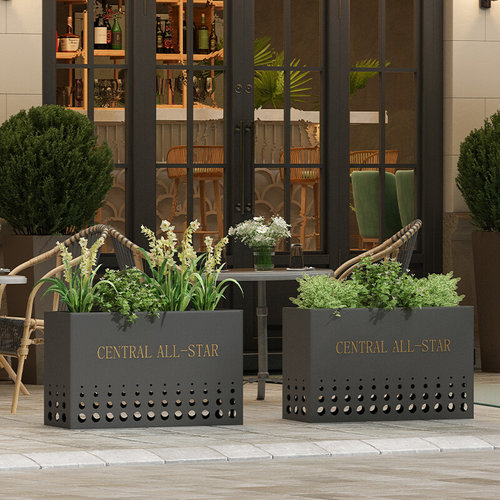 铁艺隔断户外花架商业街奶茶店室外绿植花箱市政商业街露天花箱