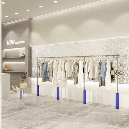 不锈钢上墙男女装店服装货架靠墙服装店展示架亚克力壁挂式挂衣架