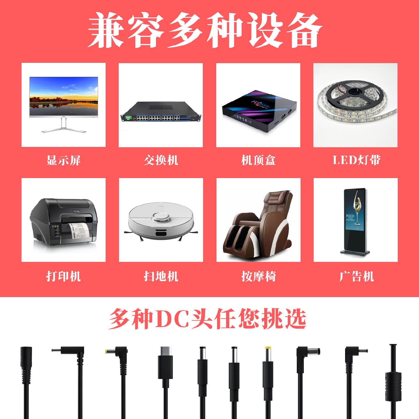 12V5A电源适配器24v2a/2.5a显示器按摩仪美容仪电源12v4a充电器图片