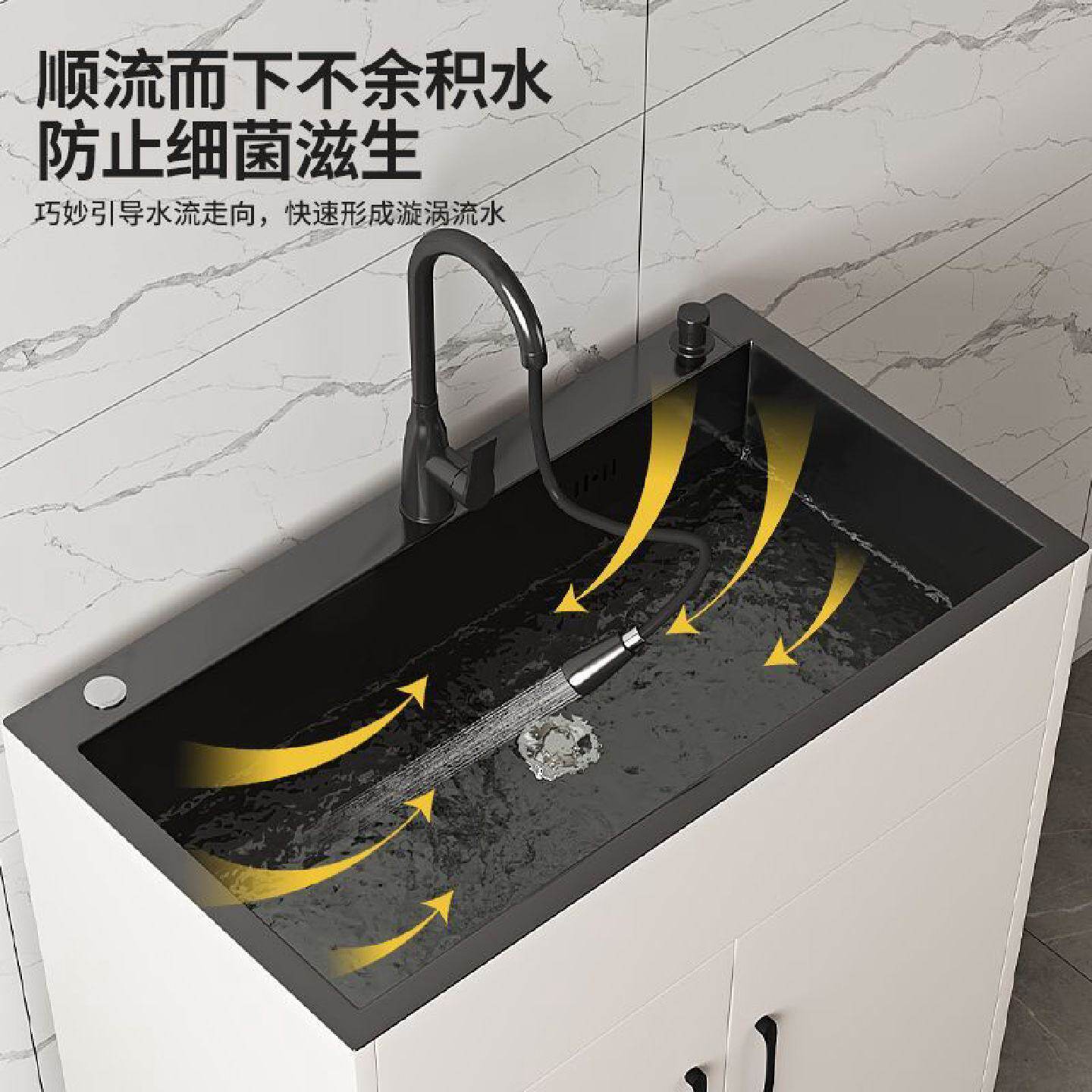厨房橱柜不锈钢洗菜盆水槽柜单双槽带水龙头办公室洗手台盆一体