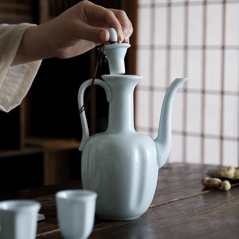 仿宋酒壶宋代小号点茶执壶家用中式分酒器迷你一口杯烈酒杯白酒杯