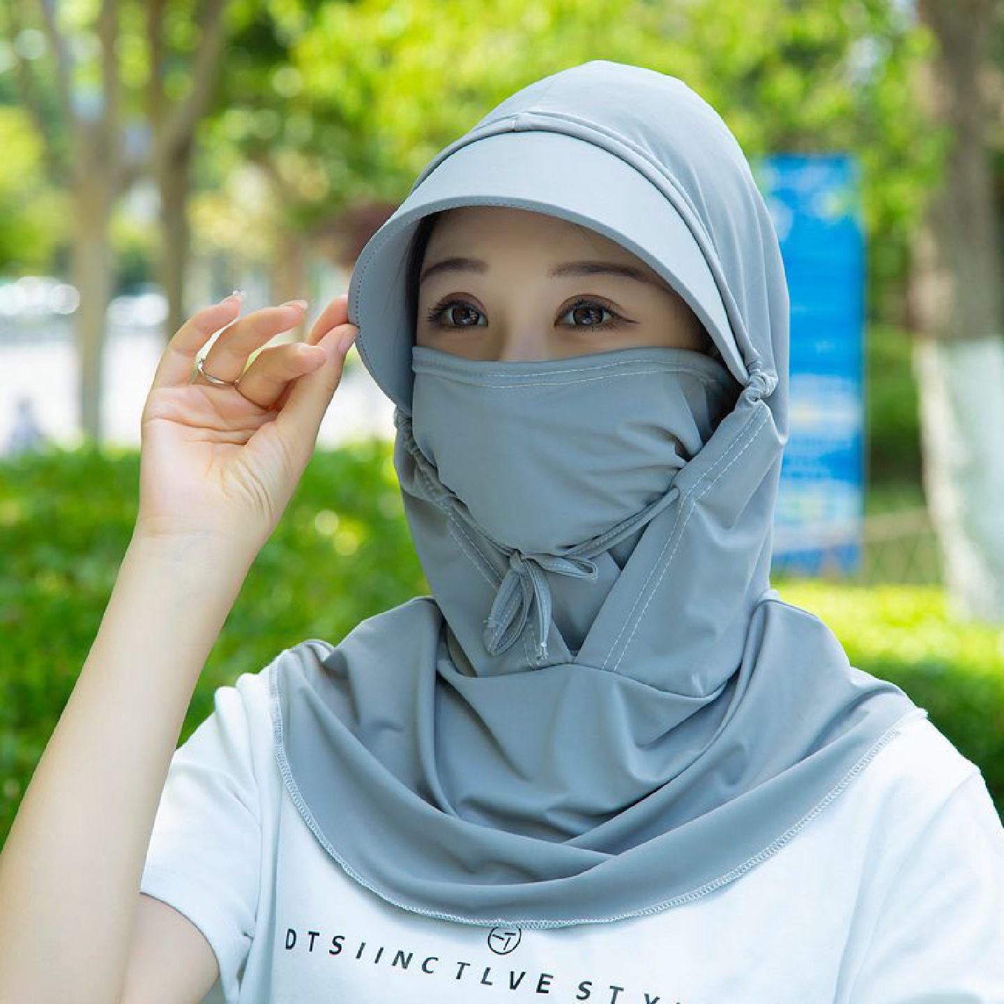 夏季帽子护颈遮阳护脸照头巾头套围脖防晒面罩遮脸骑行冰丝帽