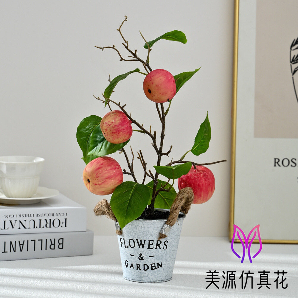假花高仿苹果盆栽仿真花厂家直供室内装饰品摆件一件代发人造绿植