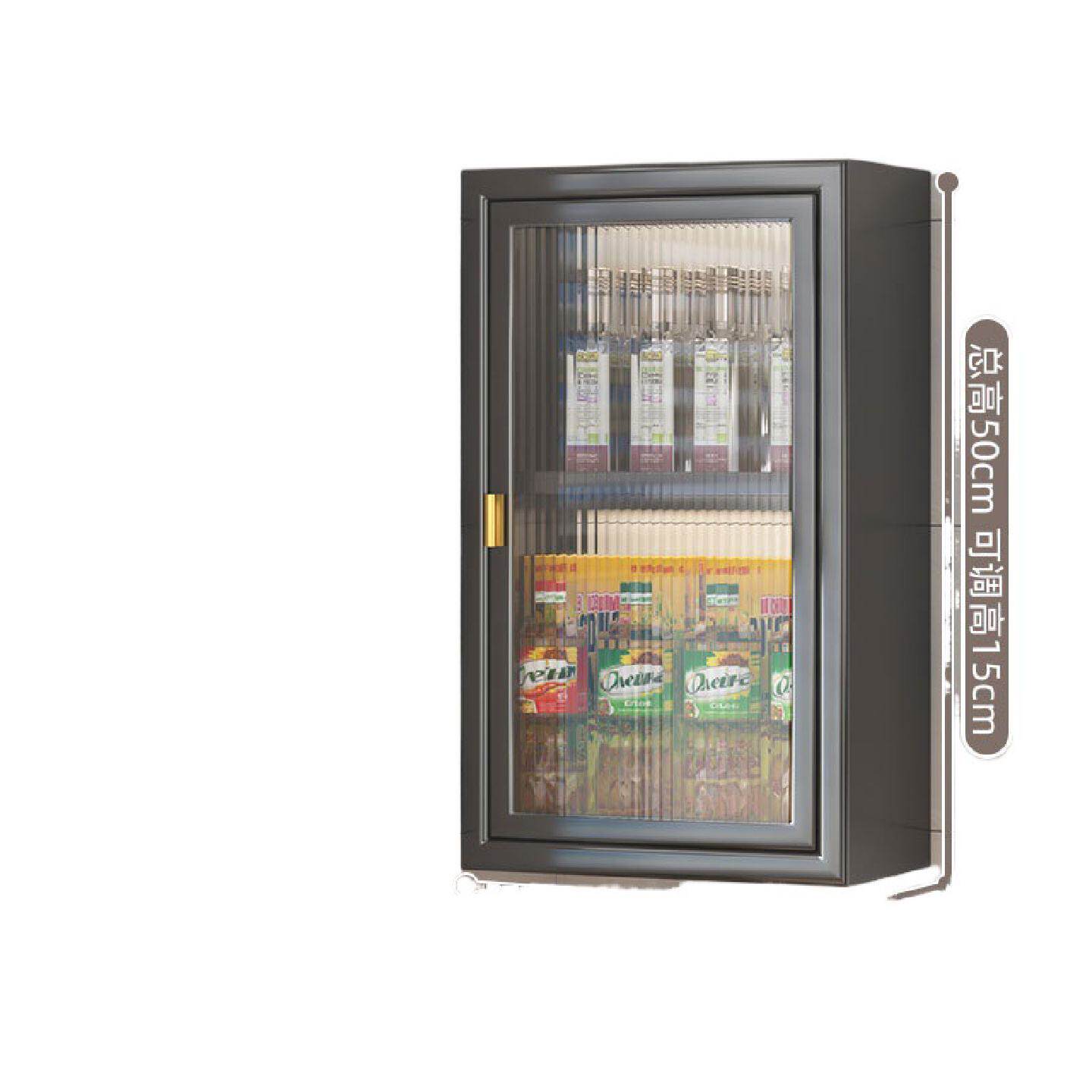 厨房墙壁置物柜免打孔壁挂式带柜门防尘调味品调料用品收纳架