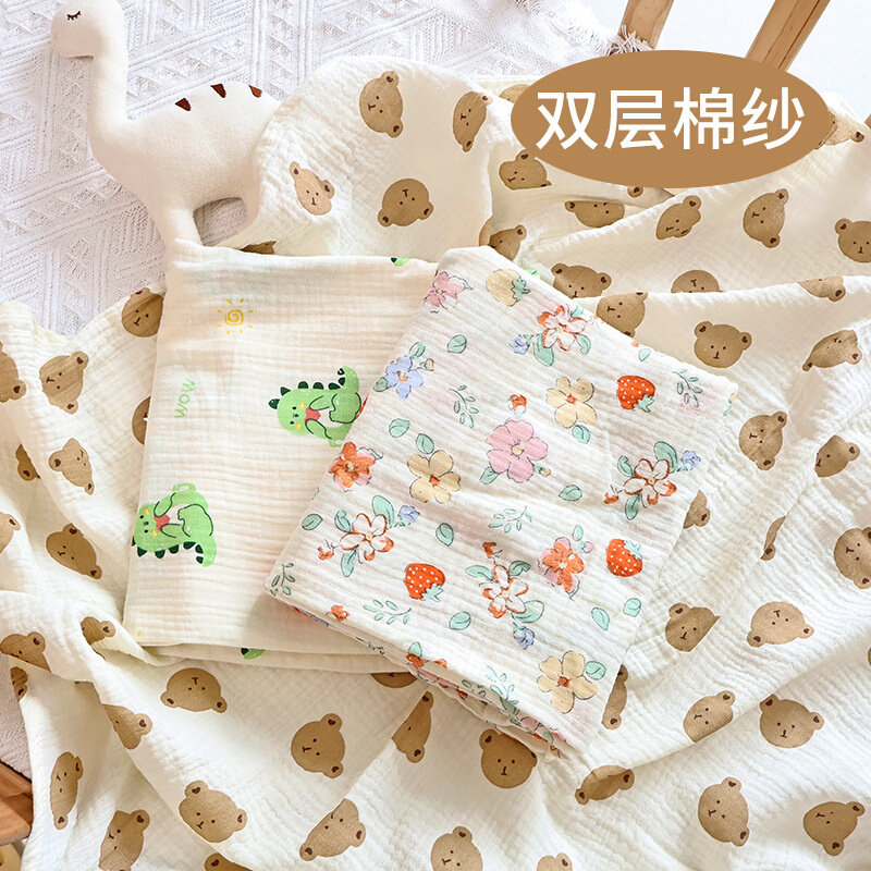 绉布包巾纯棉包单婴儿双层纱布浴巾裹布跨境宝宝薄款洗澡包巾浴巾