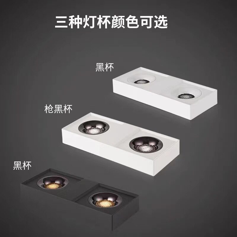 TRIACCOB明装射灯吸顶筒灯方形客厅过道酒店无主灯咖啡厅LED双头