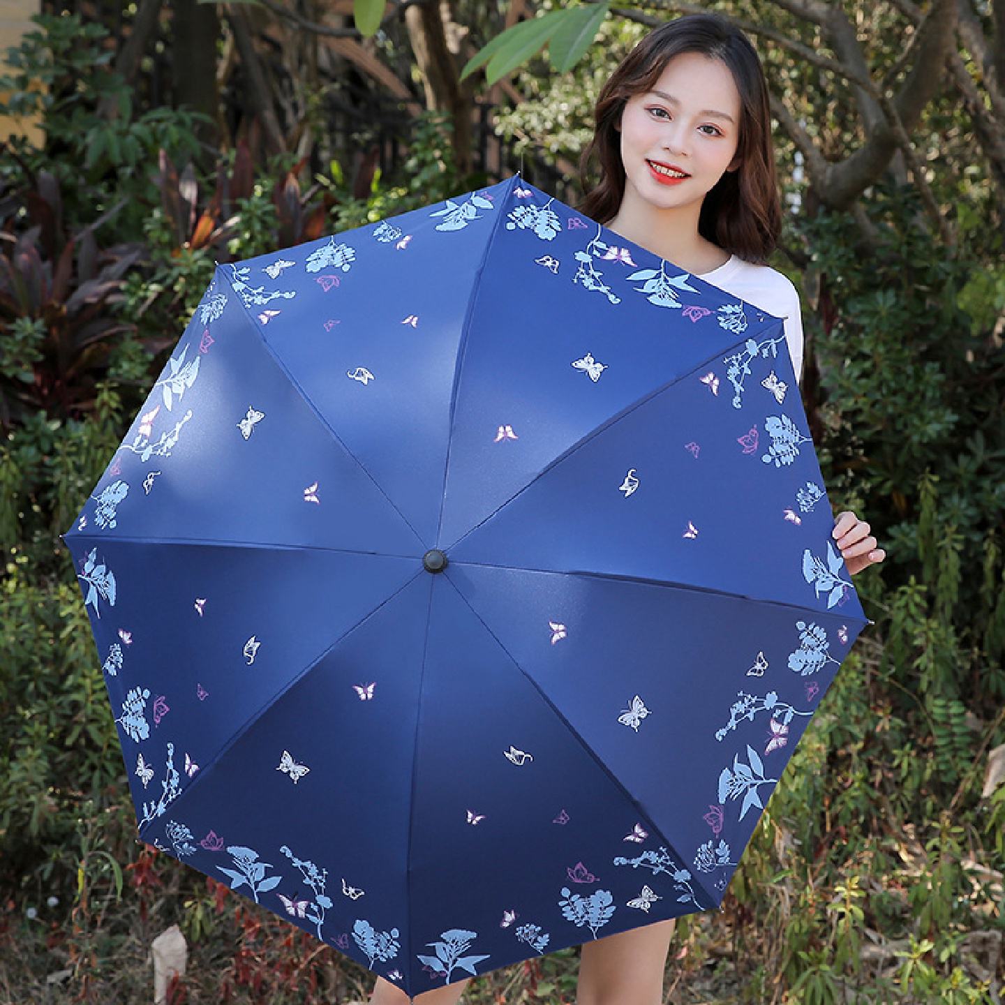 晴雨两用伞女雨伞韩国小清新太阳伞三折叠黑胶防晒防紫外线遮阳伞