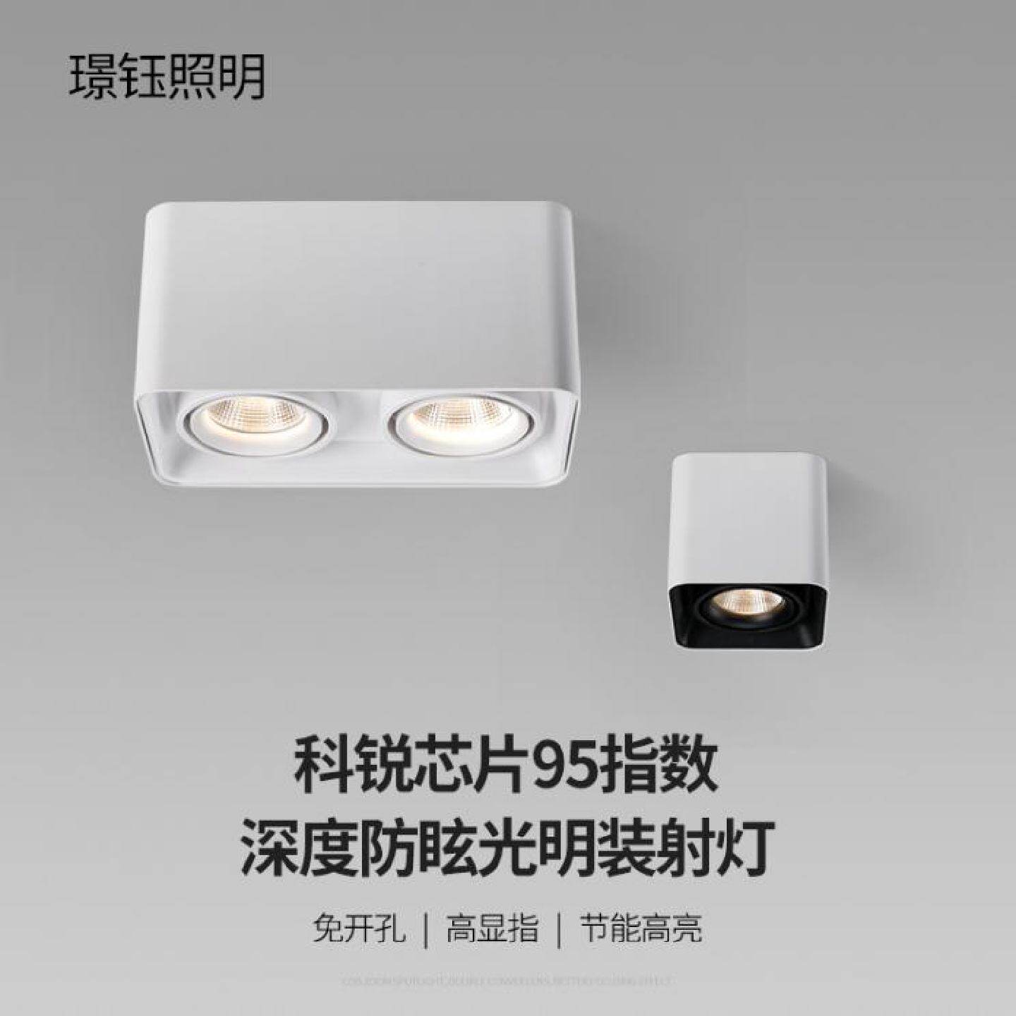 明装射灯双头led天花灯吸顶式斗胆灯单头无主灯客厅卧室家用筒灯