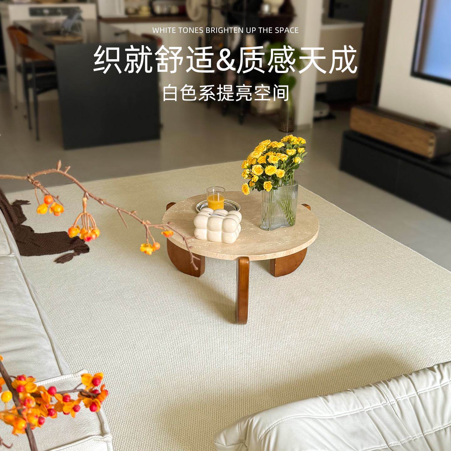 仿剑麻地毯客厅2025新款摄影棚纯色榻榻米地垫亚麻卧室床边毯加厚