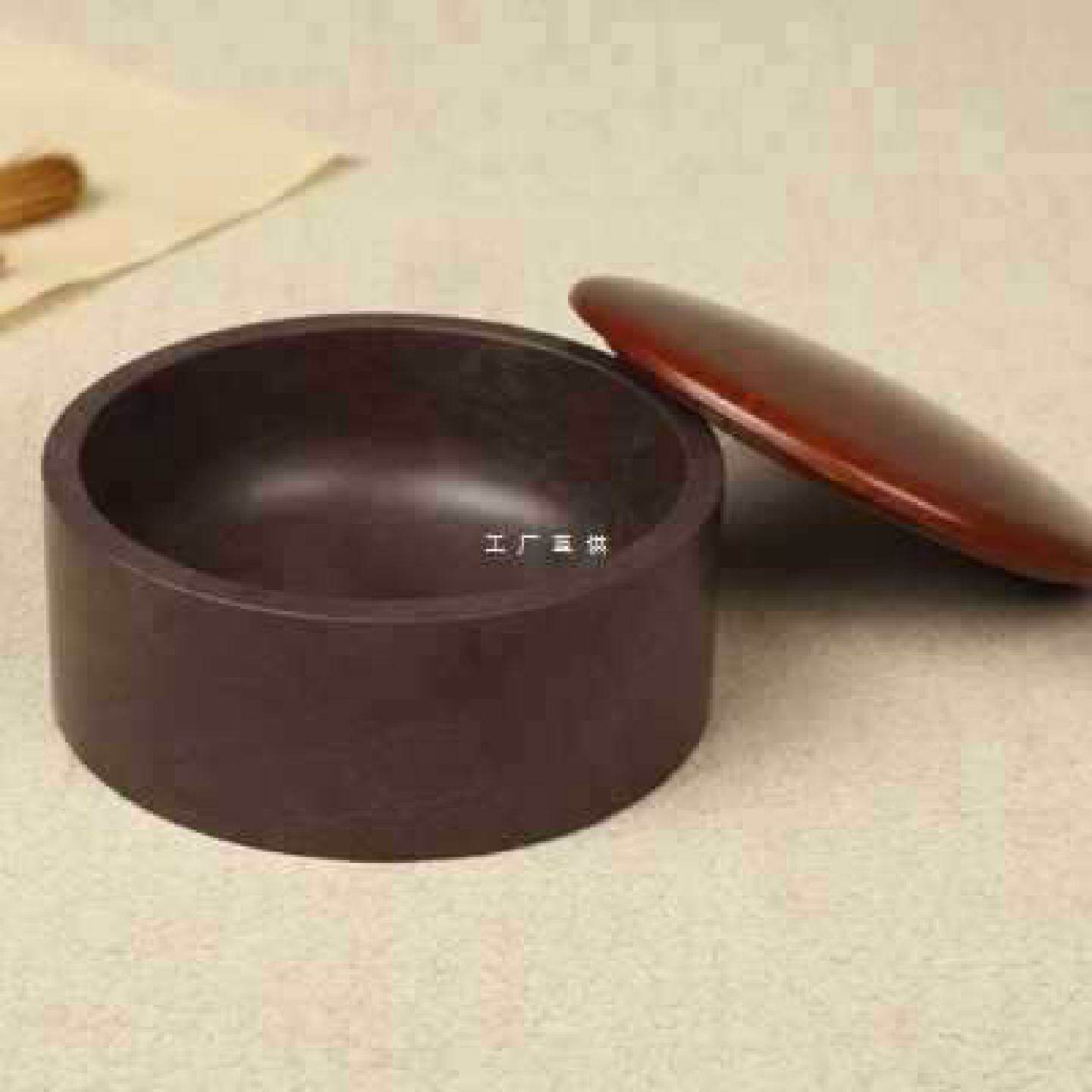批发厂销新品端砚宋坑墨海4寸带盖砚台原石大容量多功能端砚墨池