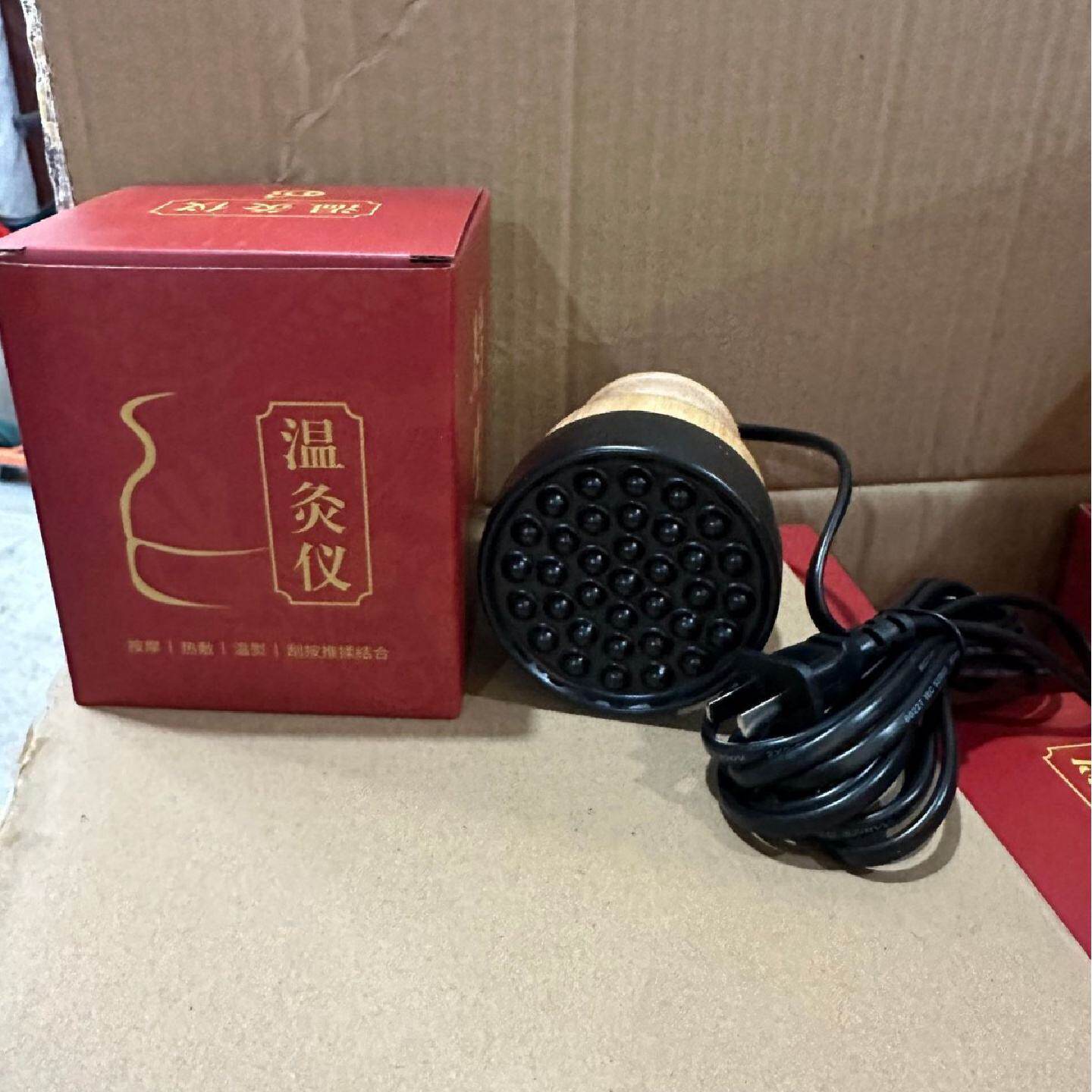 陶瓷刮痧艾灸罐热敷艾灸双层刮痧罐手持磁疗罐套装跨境养生艾灸盒