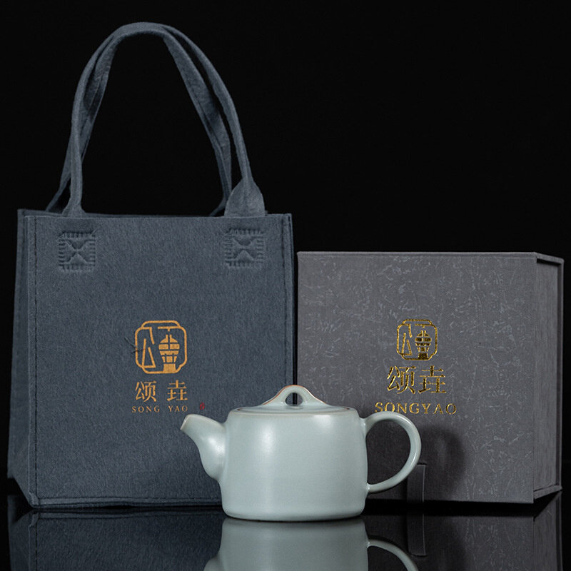 汝窑茶壶单壶手工开片可养陶瓷复古功夫茶具泡茶壶礼盒装伴手礼品
