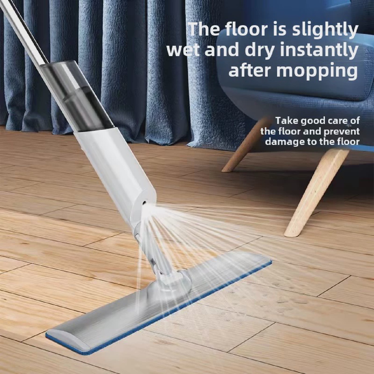 不锈钢新款家用加厚喷雾喷水超大号拖把金属面板干湿两用可加清洁