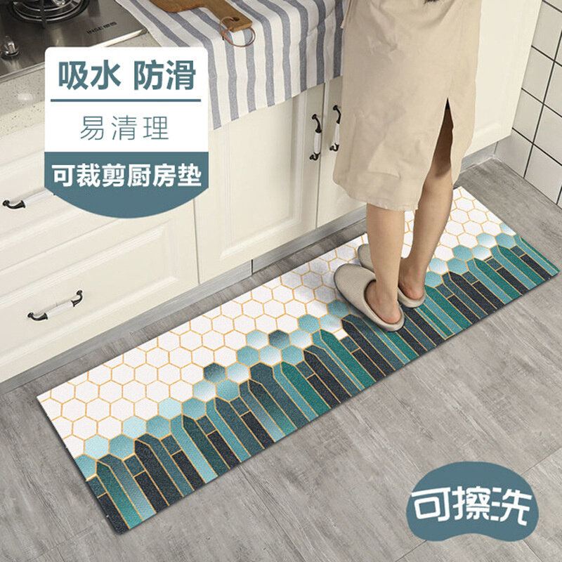 厨房地垫pvc北欧风格门垫防油防滑硅藻泥脚垫家用地毯擦洗防水