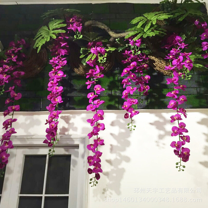 仿真蝴蝶兰32头花藤壁挂假花客厅餐桌酒店样板间盆景绿植高仿真