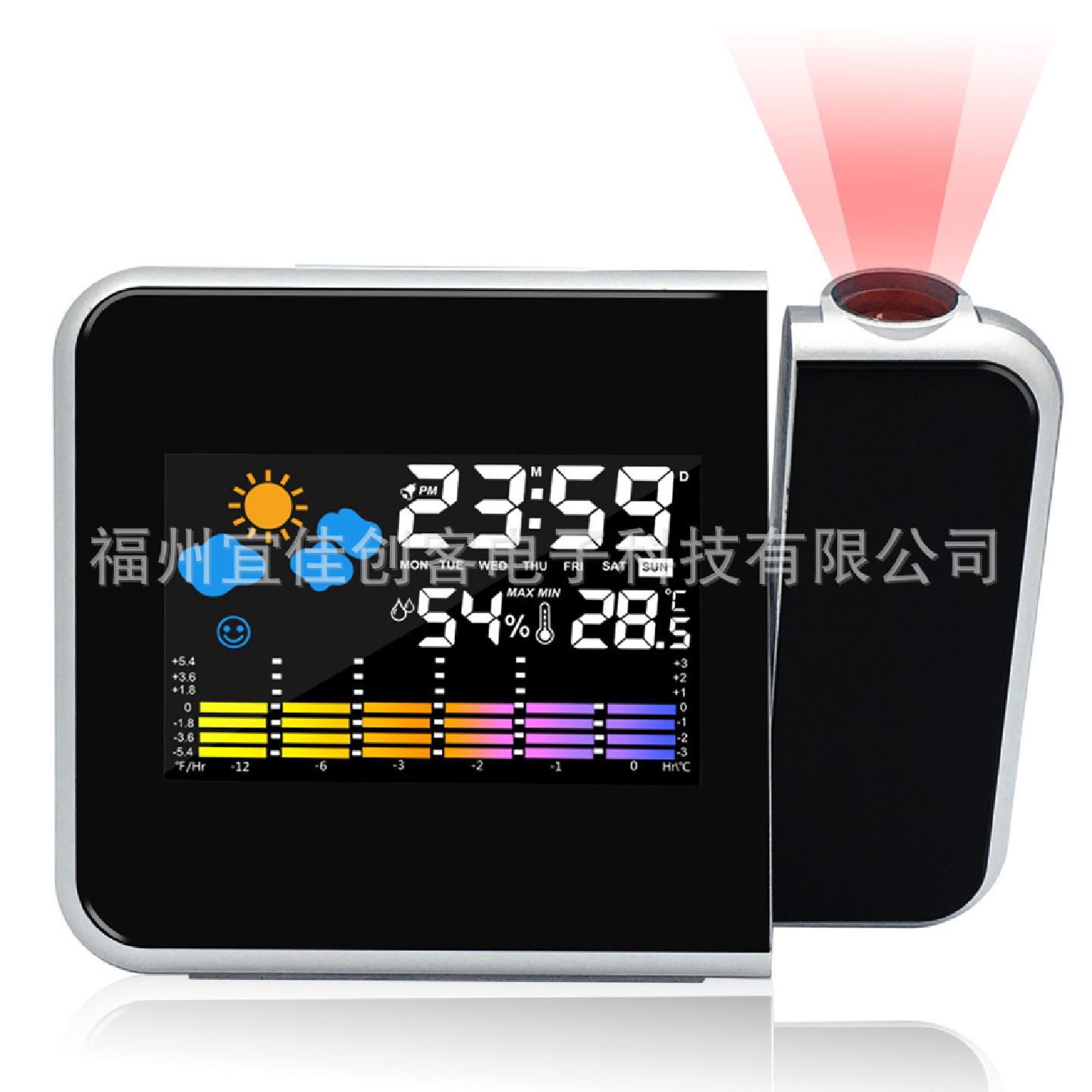 厂家供应8190投影钟led彩屏投影闹钟创意气象站儿童智能电子闹钟