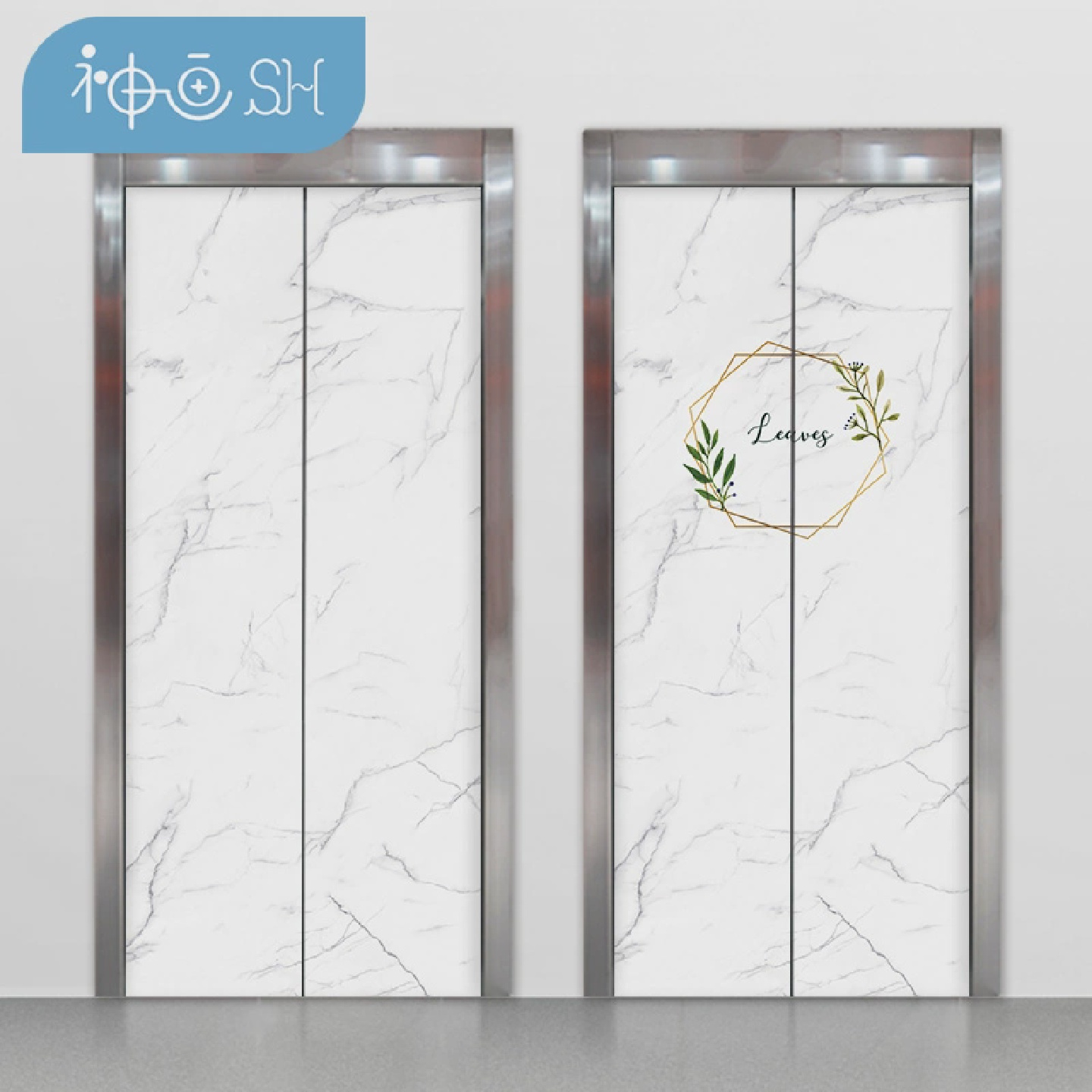 采购产品彷大理石电梯门套贴纸，个性化电梯装饰画，不干胶电梯贴图片