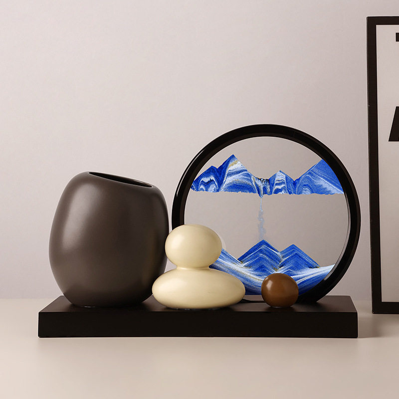 贝汉美时来运转流沙画创意笔筒办公室桌高级感酒柜装饰品摆件批发