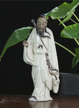 鲁祖八仙洞宾石湾娃娃陶瓷工艺品新美国陶艺人物可放置家