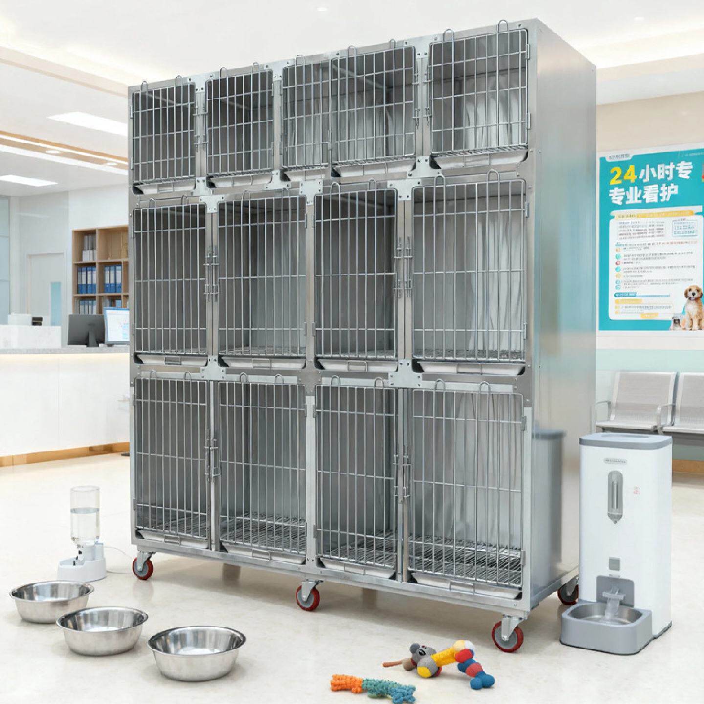宠物医院不锈钢狗笼子大型犬笼子猫笼狗狗笼子可拆洗寄养笼定做