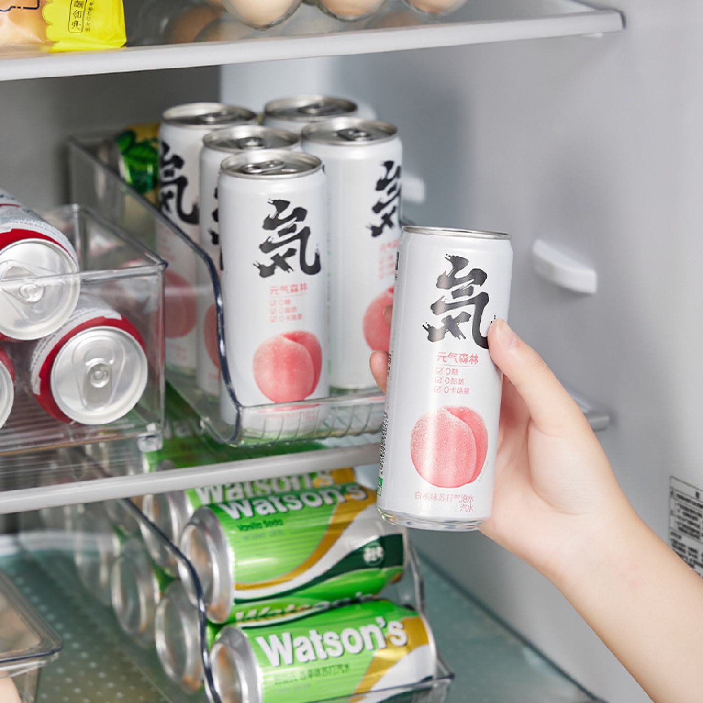 冰箱收纳盒冰镇饮料可乐分格收纳箱透明塑料整理厨房蔬菜水果收纳