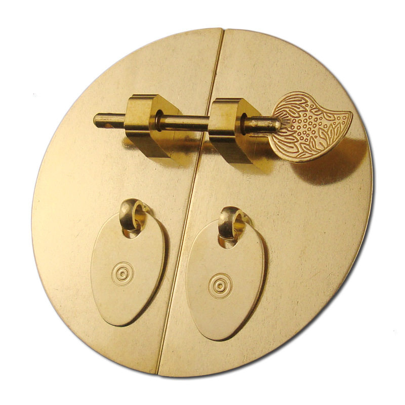 中式仿古家具拉环纯铜书柜衣柜顶箱柜门素面圆光锁鼻插销圆形拉手