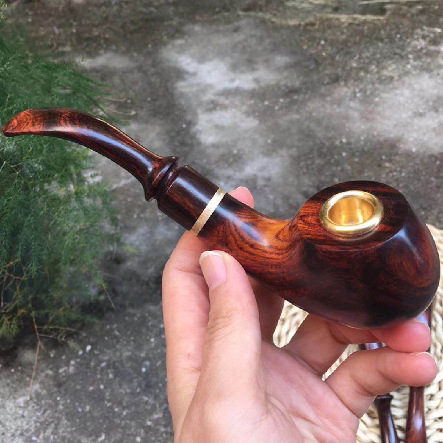 海南黄花梨烟斗文玩收藏工艺品便携式老料糠滤芯循环过滤清洗烟嘴