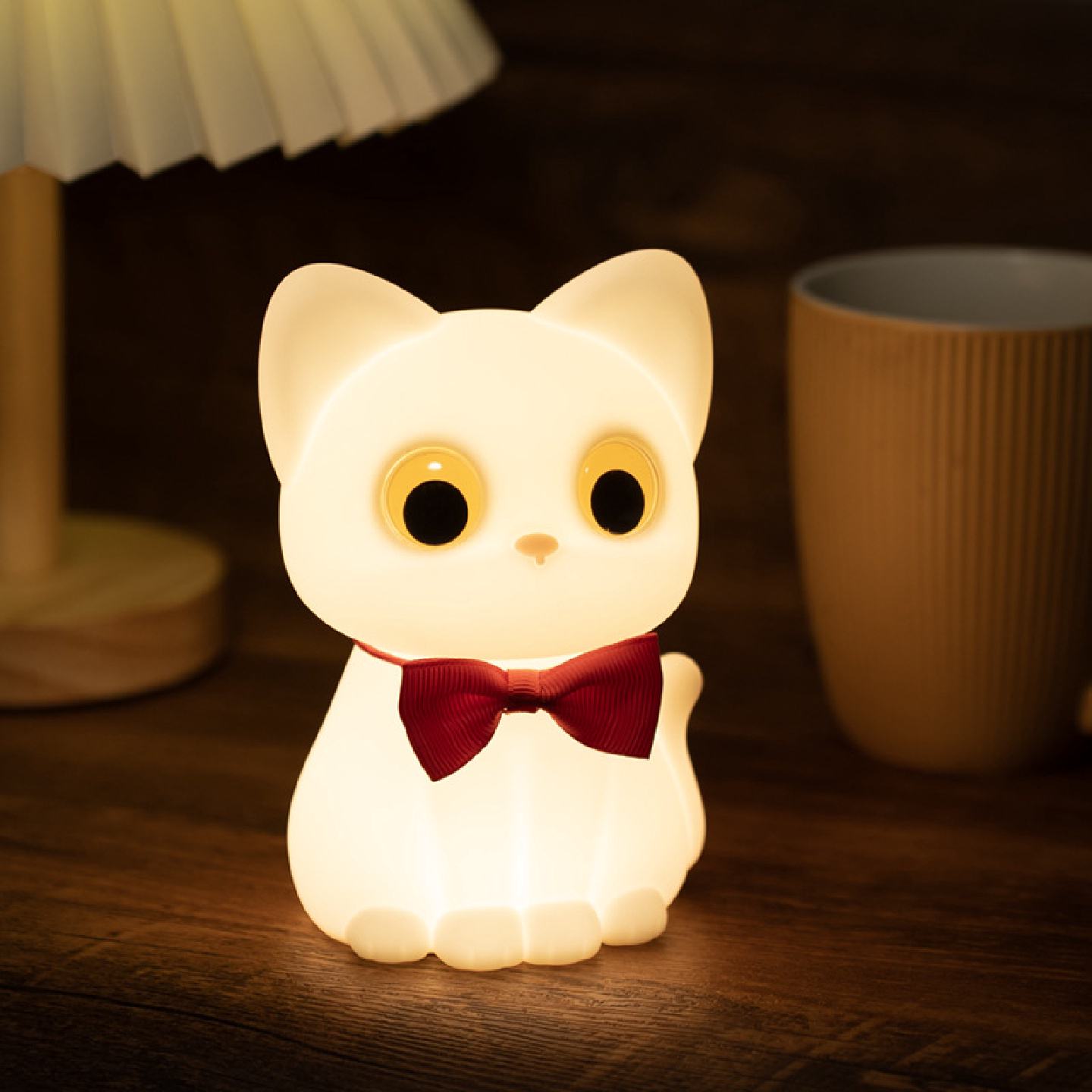 猫咪小夜灯硅胶拍拍灯送女生礼物床头灯卧室房间装饰灯