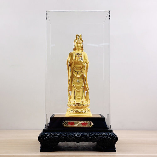 观音摆件绒沙金观音招财纳福摆件中式大慈大悲观世音菩萨保平安