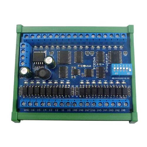 DC12V24V16进16出RS485遥控开关PLCIO扩展板ModbusRTU模块