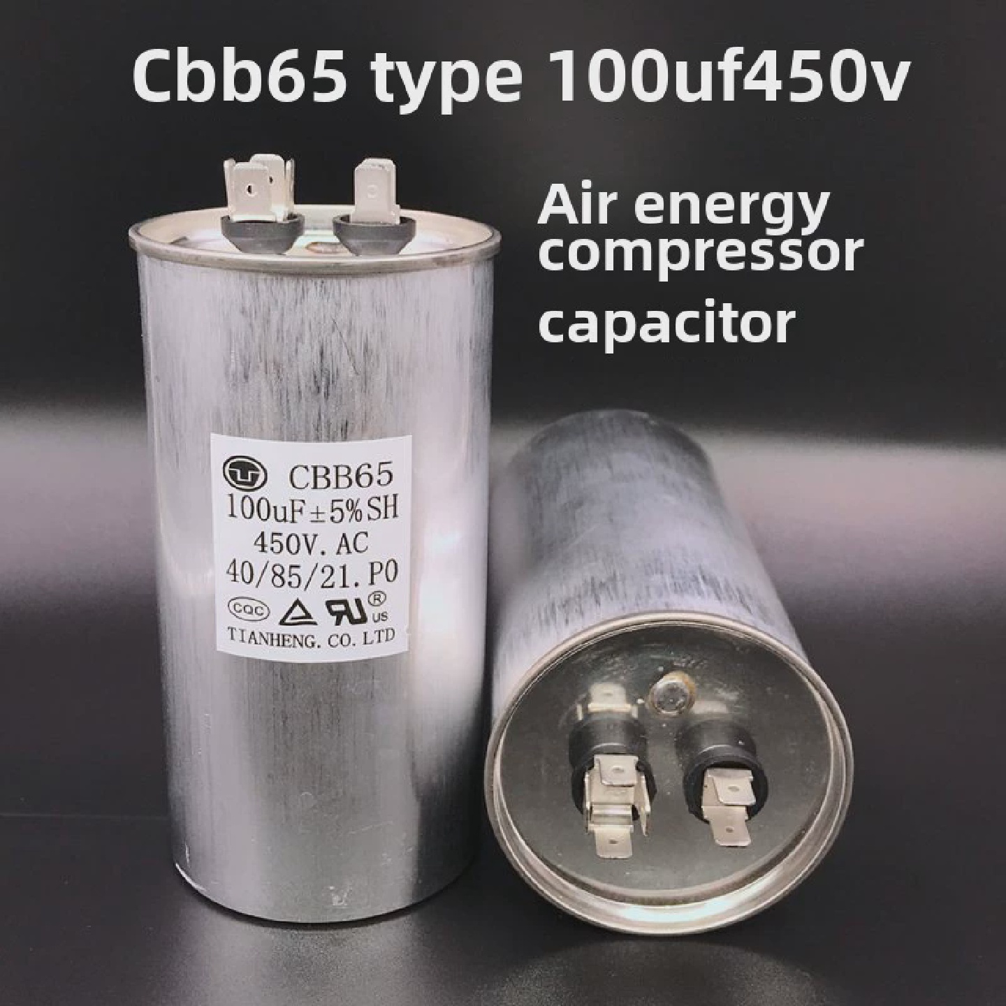 50/55/60/70/80Uf/100Uf450V空气能电容器压缩机启动油浸铝外壳防