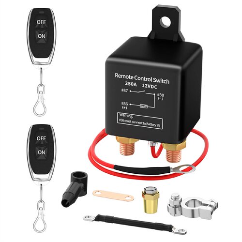 无线遥控断电开关汽车智能断开开关继电器带遥控断电开关250A12V