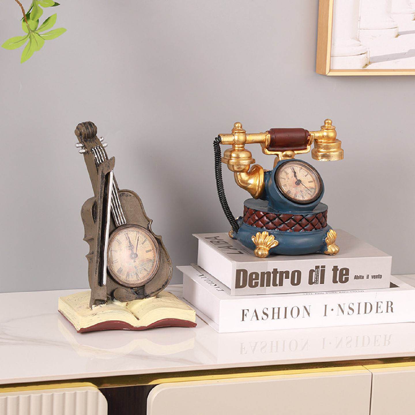 美式复古电话机摆件欧式家居客厅酒柜店铺桌面怀旧摆设乐器模型