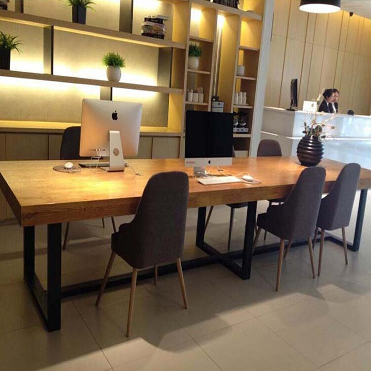 实木铁艺餐c桌咖啡桌茶餐厅桌子办公休闲桌椅洽谈桌子理发店长方
