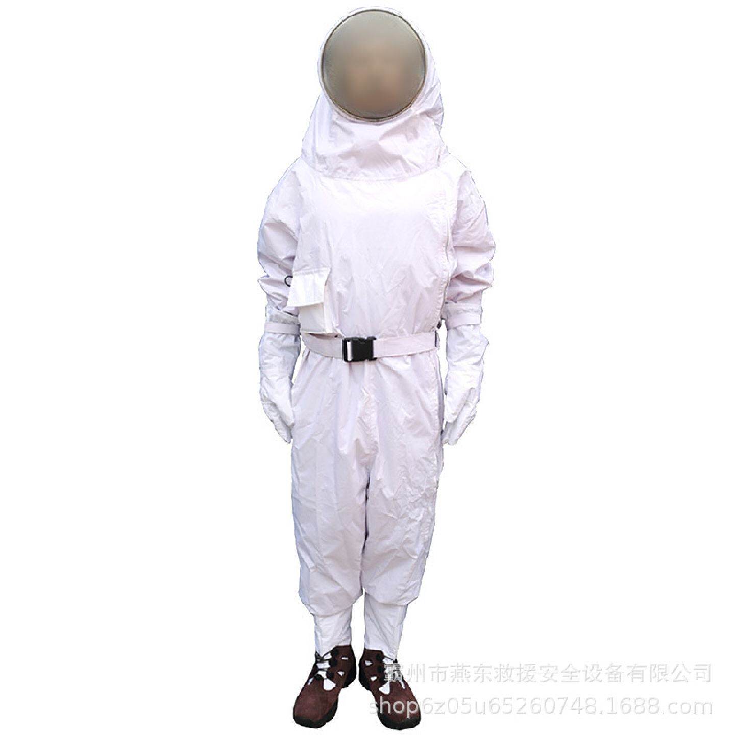 消防应急救援防蛰服全封闭连体式防蜂服带风扇白色橘红色捕蜂服