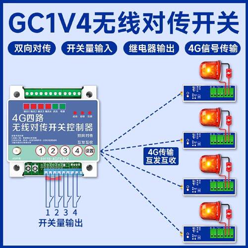 GC1V4无线对传开关4G收发远程控制模块开关量无线传输模块对传