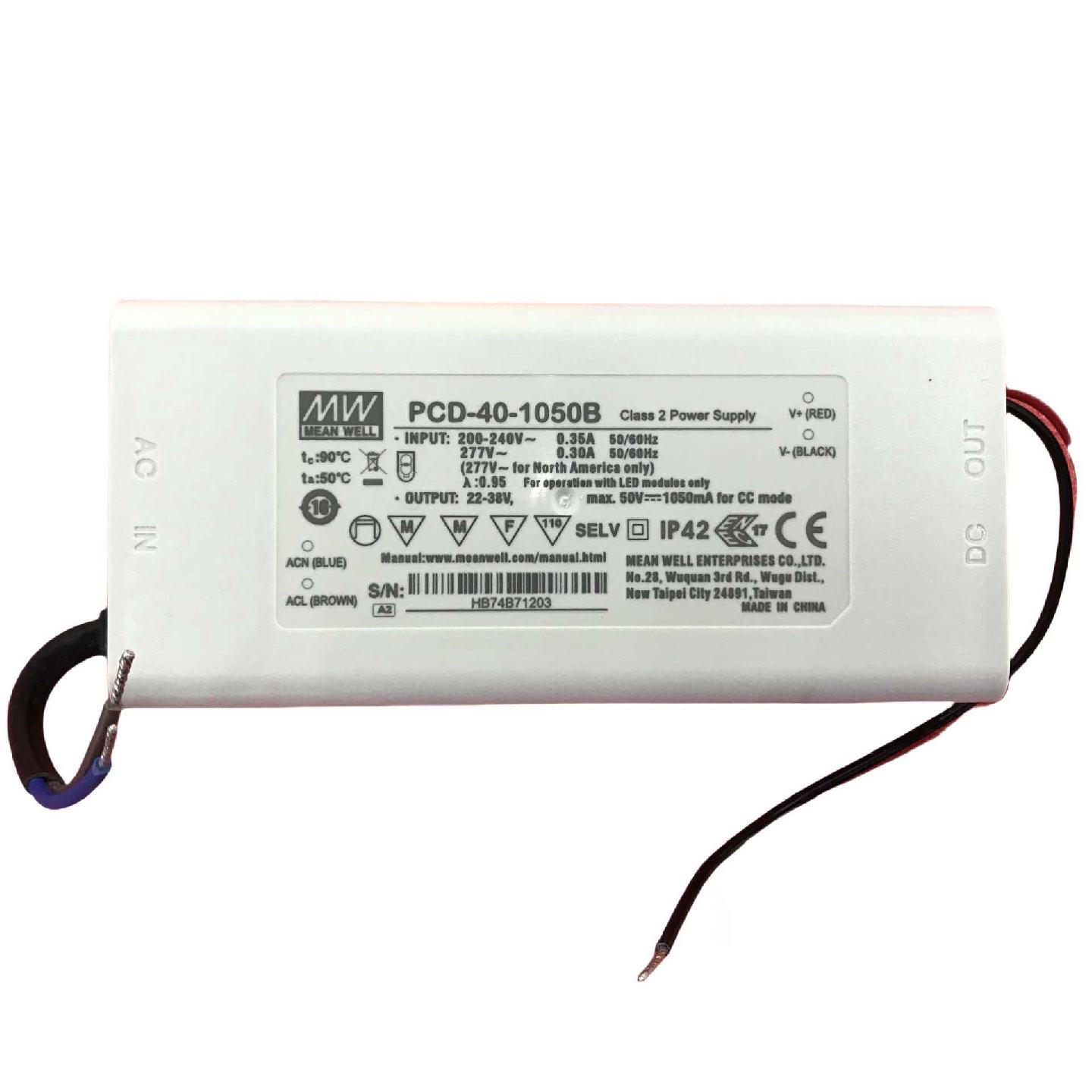 明纬电源PCD-40-1750B40W单组输出AC可调LED开关电源