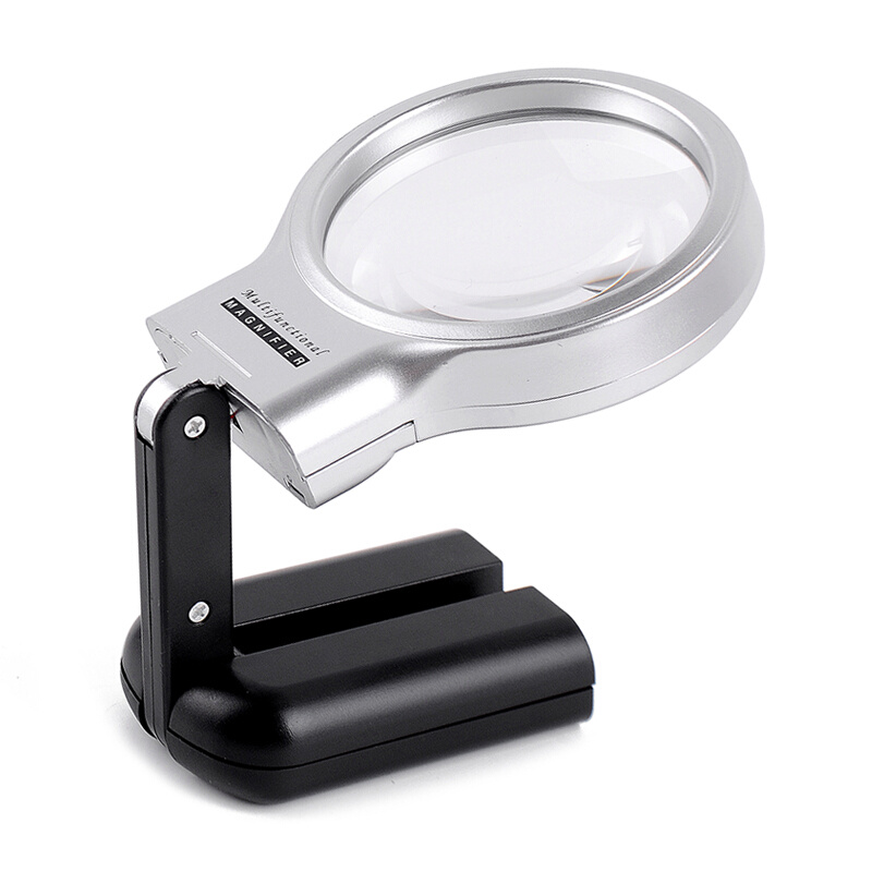 雷祈高倍放大镜可折叠带led灯手持式阅读字画古玩邮宝电子显微镜