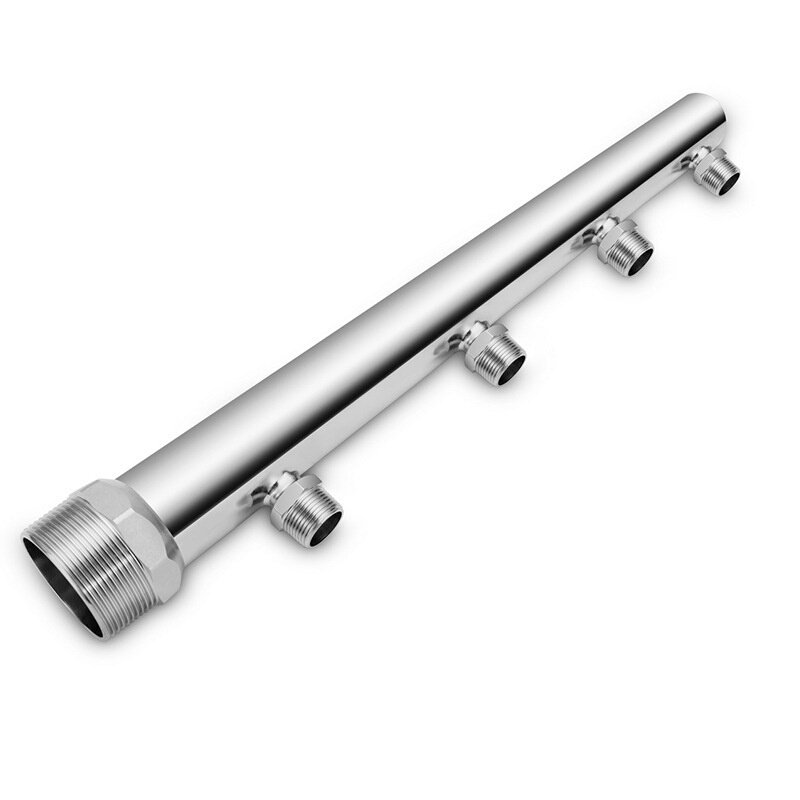 加工定制304不锈钢分水器水管件水表柱4口单排不锈钢方牙分水器