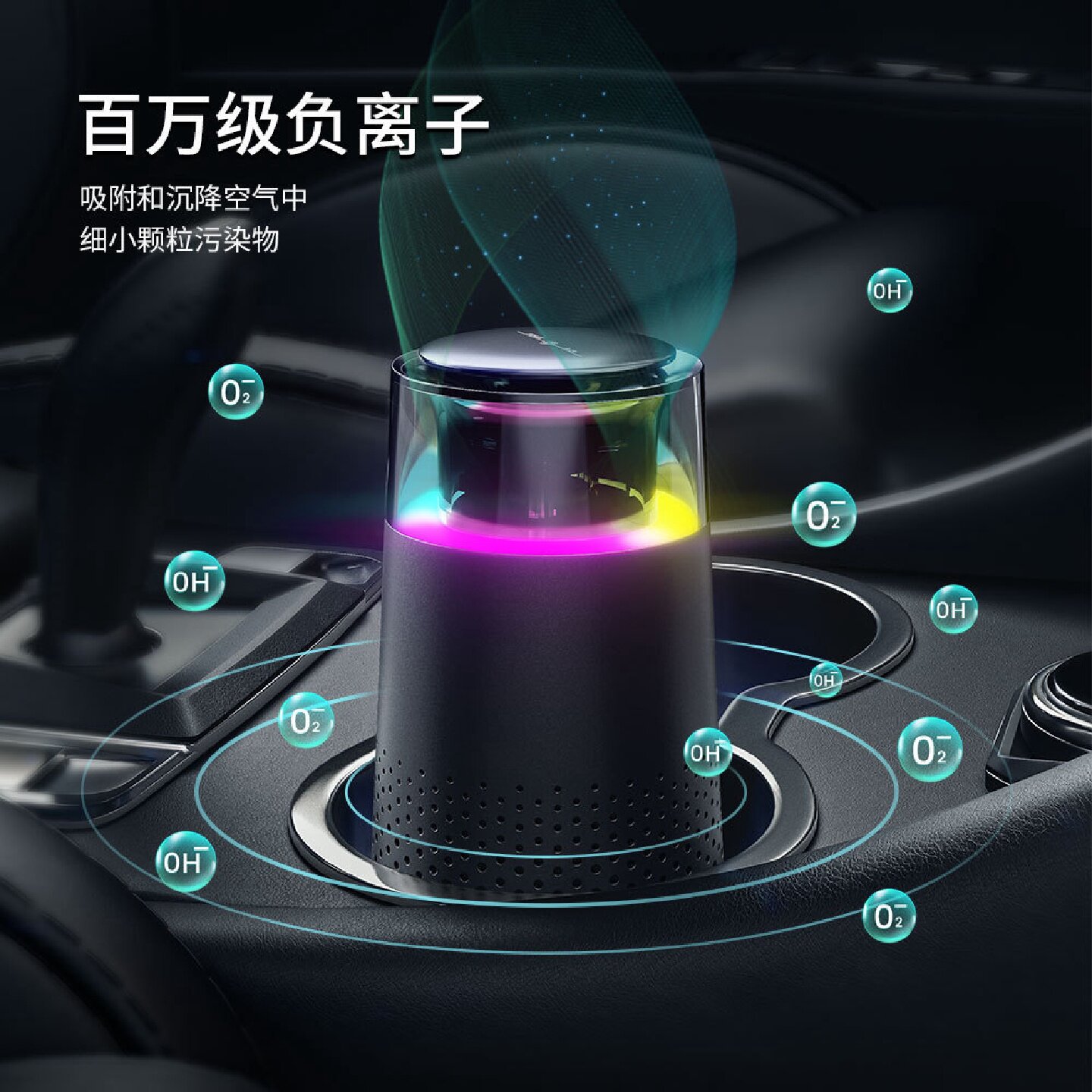 新款车载空气净化器USB便携式家用除甲醛烟尘异味迷你空气净化器