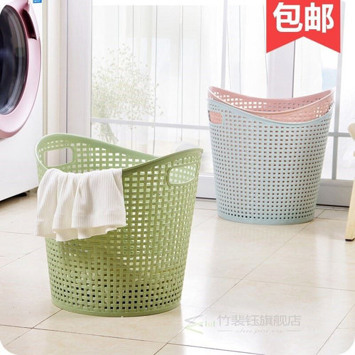 laundry basket storage bathroom rattan plastic dirty clothes
