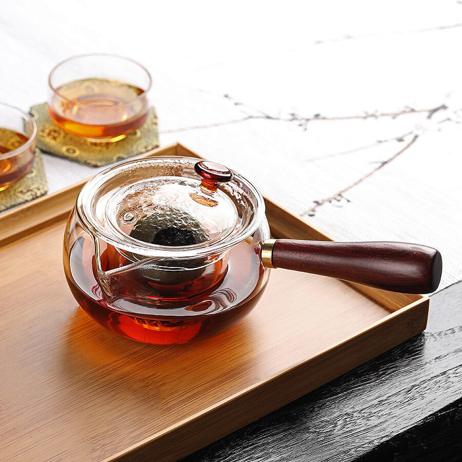 紫砂侧把壶高硼硅煮茶器蒸煮茶壶小青柑茶水分离两用现代简约