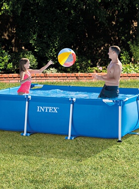 intex 28273长方形管架水池 支架游泳池 养鱼池 家庭水池钓鱼池