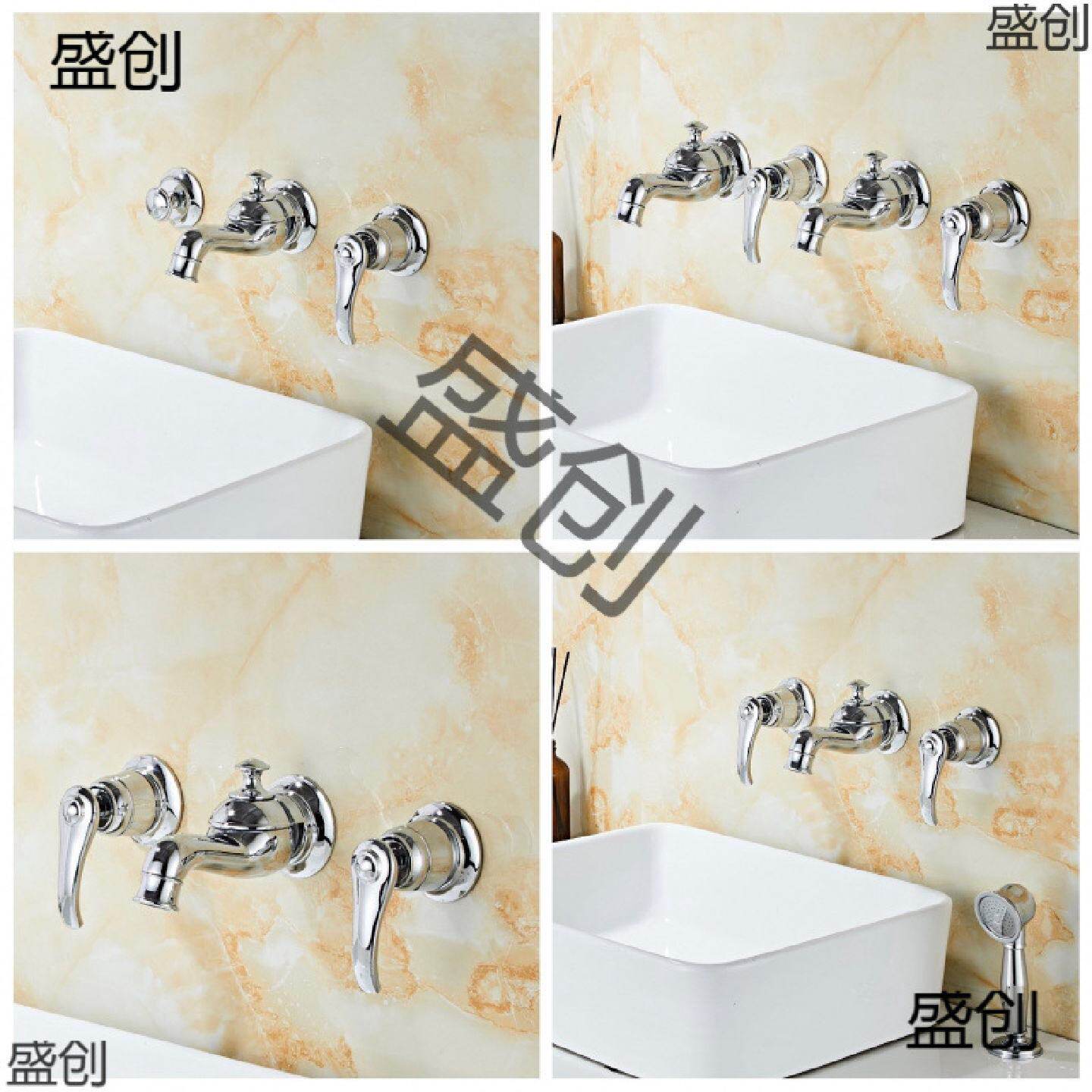 7W卫生间面盆洗脸盆浴室柜入墙式水龙头二三四件套抽拉式冷热混水