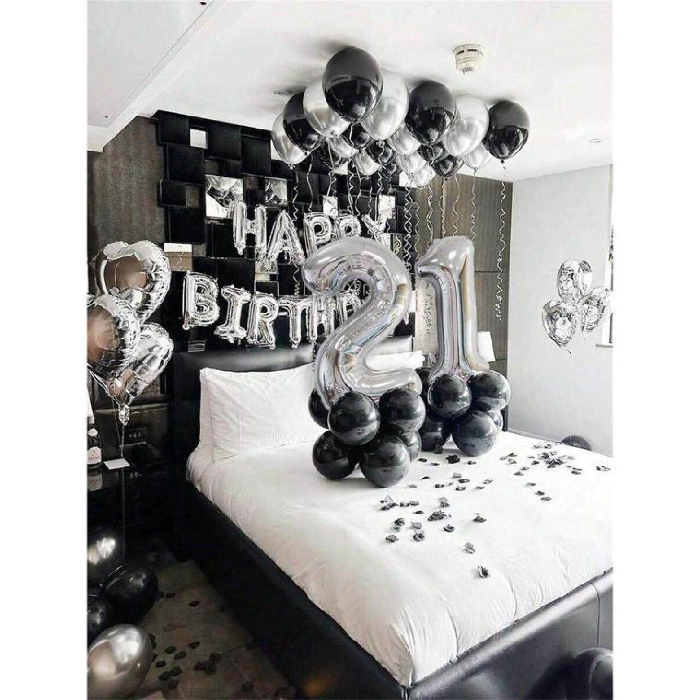 2025新款跨境代发圣诞万圣节黑色和银色气球花环跨境代发