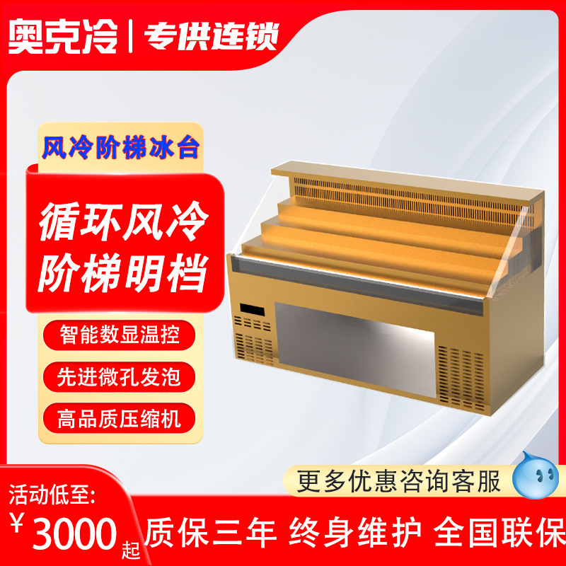 风冷阶梯展示冰柜冰台火锅烧烤菜品串串明档饭店保鲜柜冷藏柜