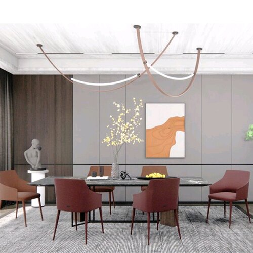 极简皮带吊灯设计师创意样板房客厅办公室长条餐厅吧台个性吊灯